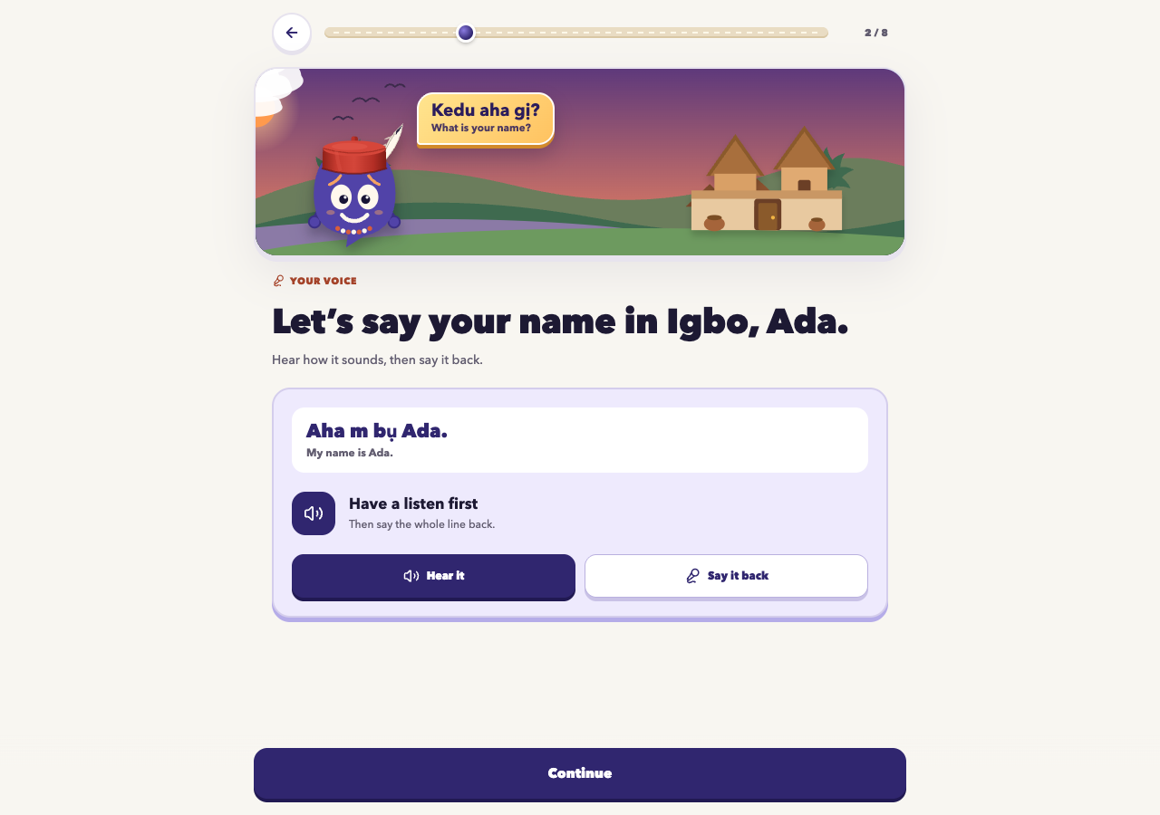 Practise introducing yourself in Igbo on a larger screen