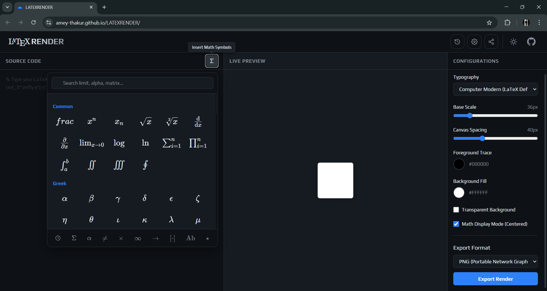 Interactive Symbol Palette