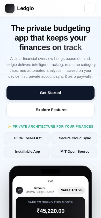 Ledgio — Private Financial Ledger mobile preview captured by PWAs.app