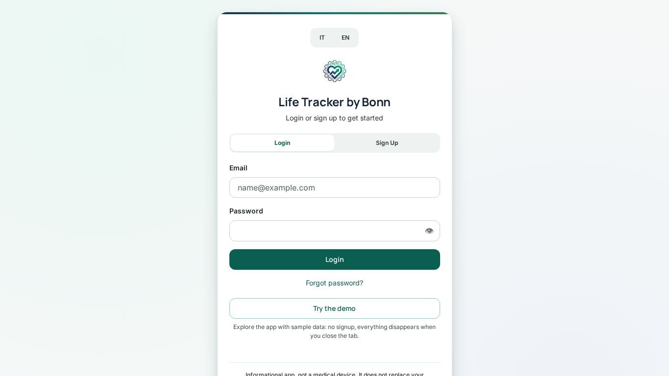 Life Tracker by Bonn desktop preview captured by PWAs.app