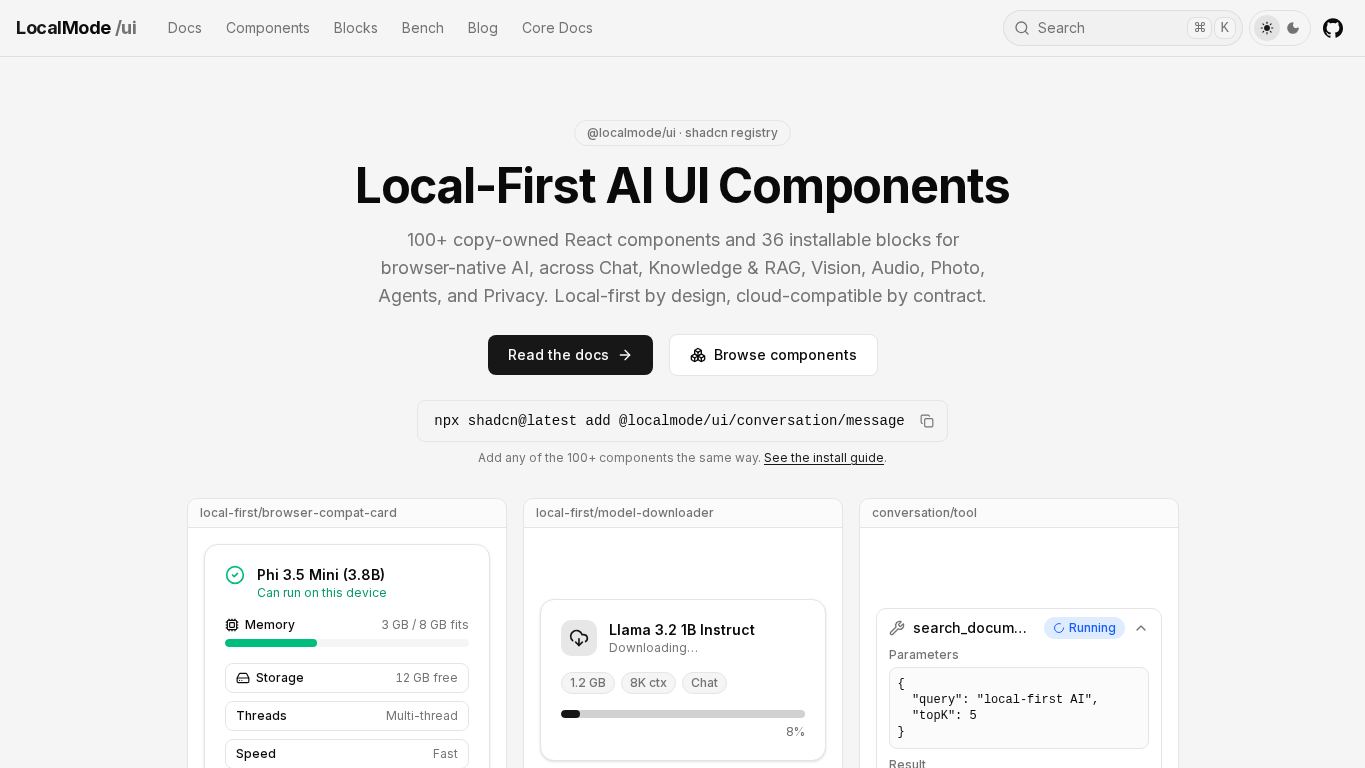 LocalMode UI — Local-First AI desktop preview captured by PWAs.app
