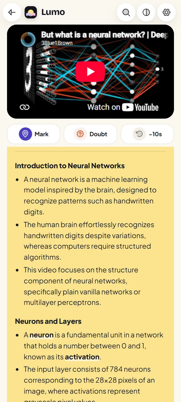 An AI summary of any video