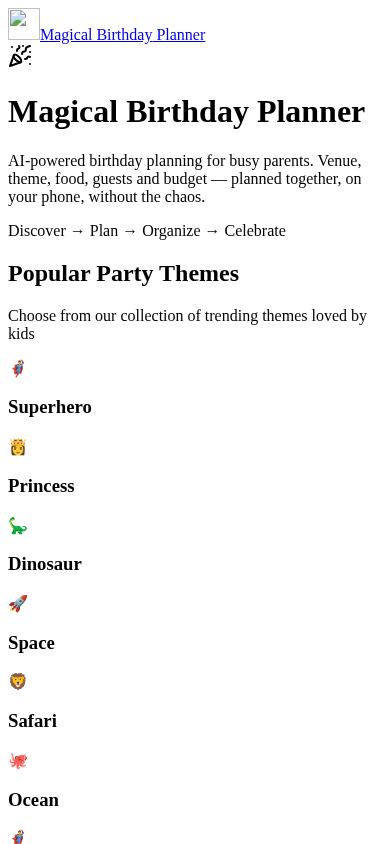 Magical Birthday Planner mobile preview captured by PWAs.app