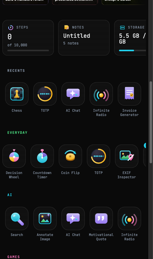 The Mentria launcher: tools, games and AI that run in your browser