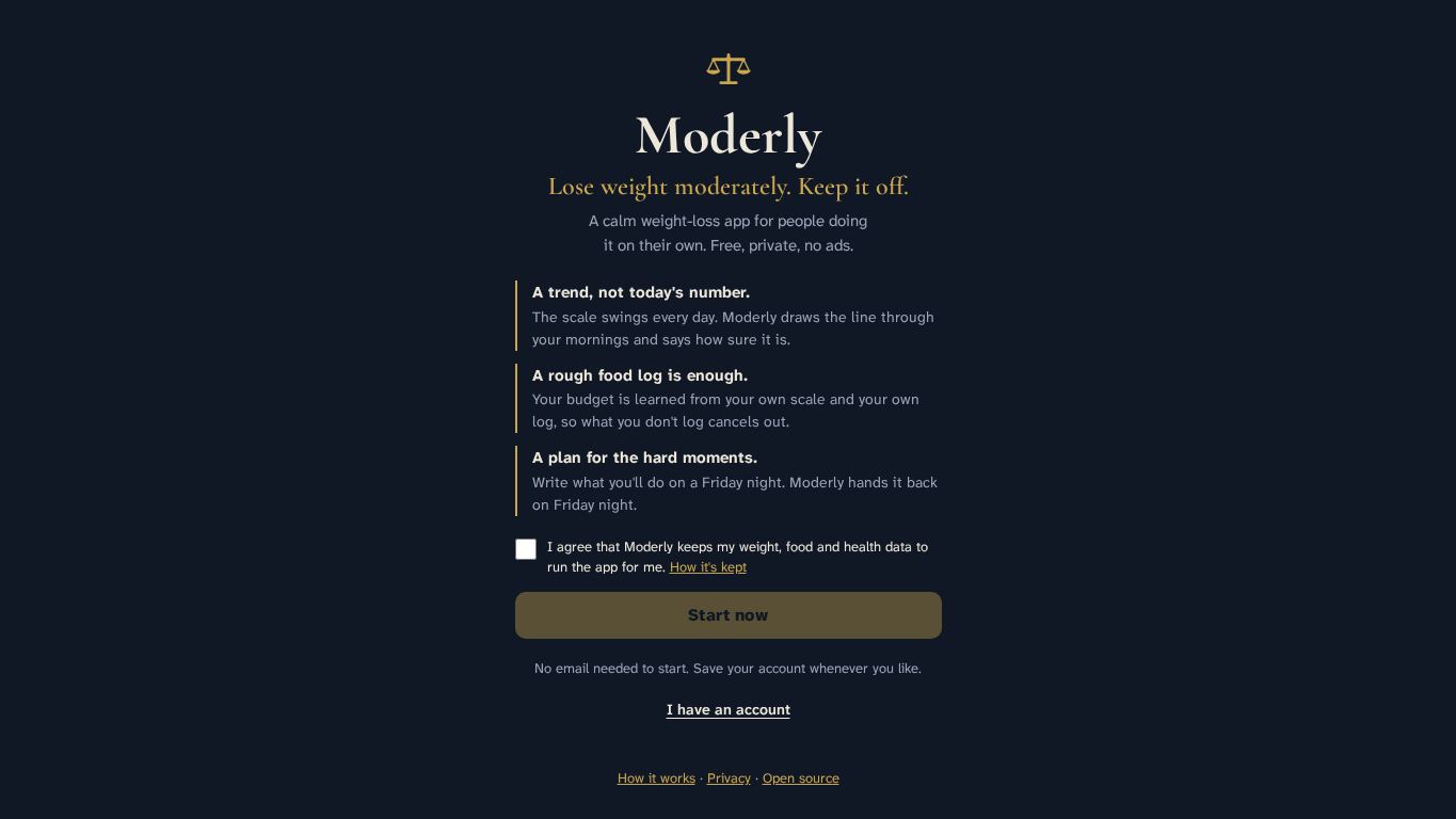 Moderly — lose weight moderately desktop preview captured by PWAs.app