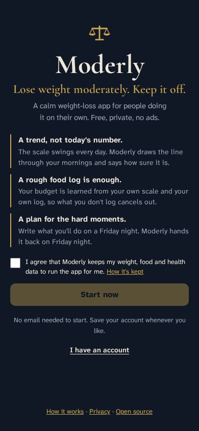 Moderly — lose weight moderately mobile preview captured by PWAs.app