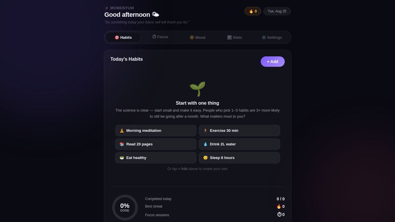Momentum — Habit & Focus Tracker desktop preview captured by PWAs.app