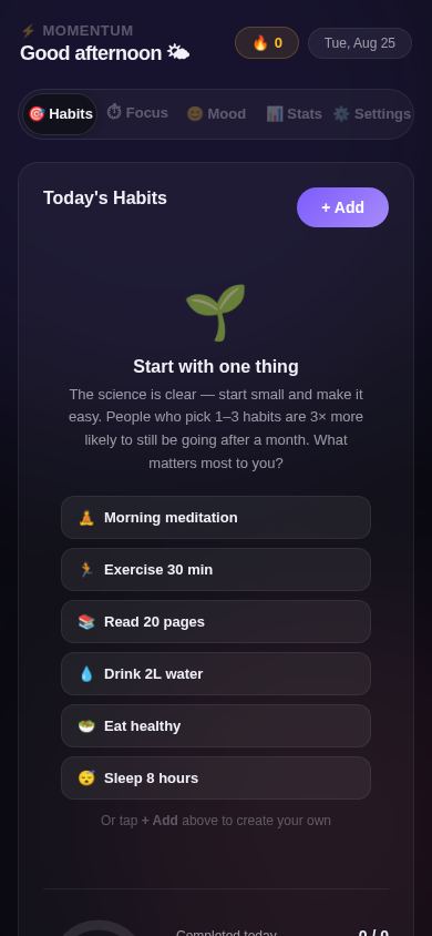 Momentum — Habit & Focus Tracker mobile preview captured by PWAs.app