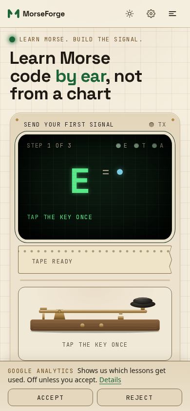 MorseForge — Learn Morse Code mobile preview captured by PWAs.app