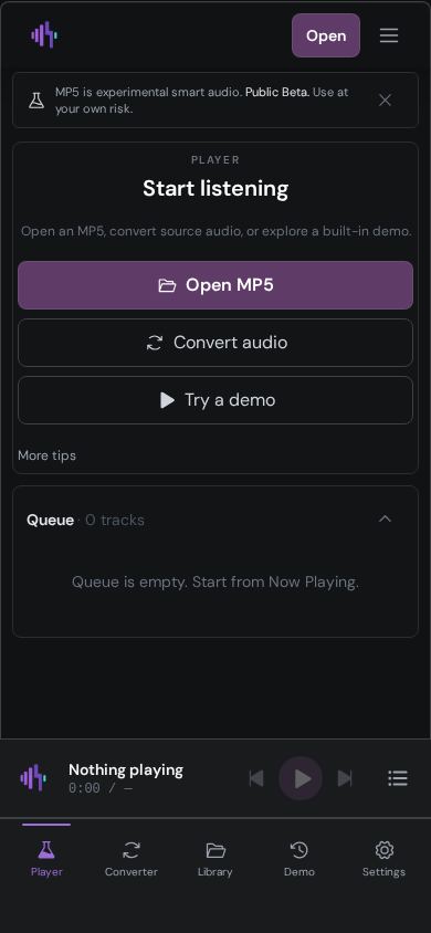 MP5 Player mobile preview captured by PWAs.app