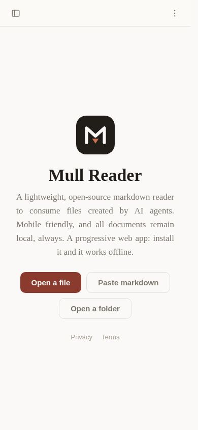 Mull Reader - Markdown Reader mobile preview captured by PWAs.app