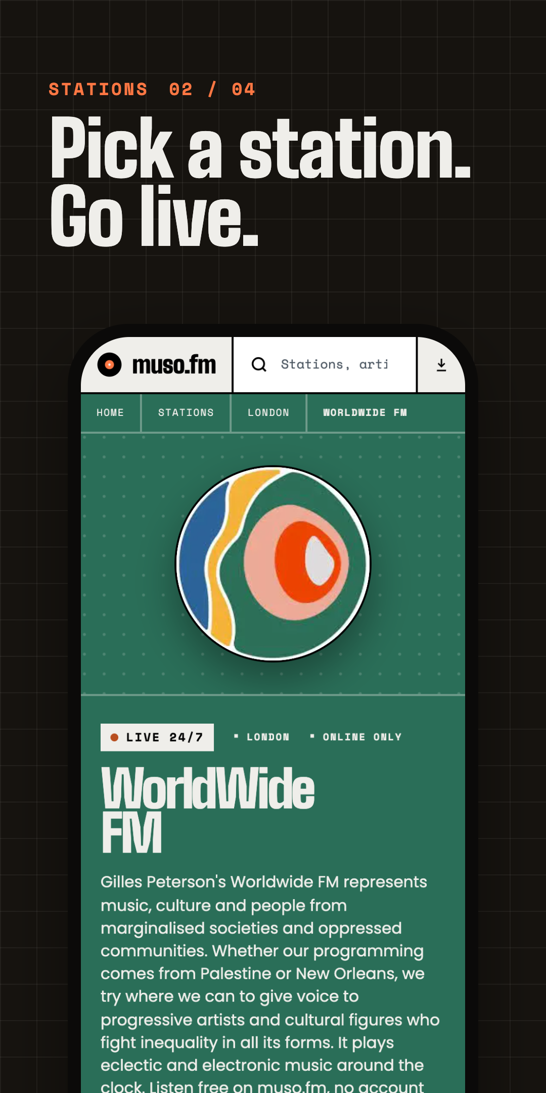 Pick a station and go live