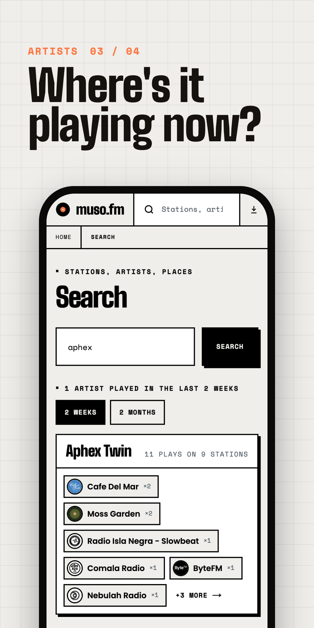 Find where an artist is playing right now