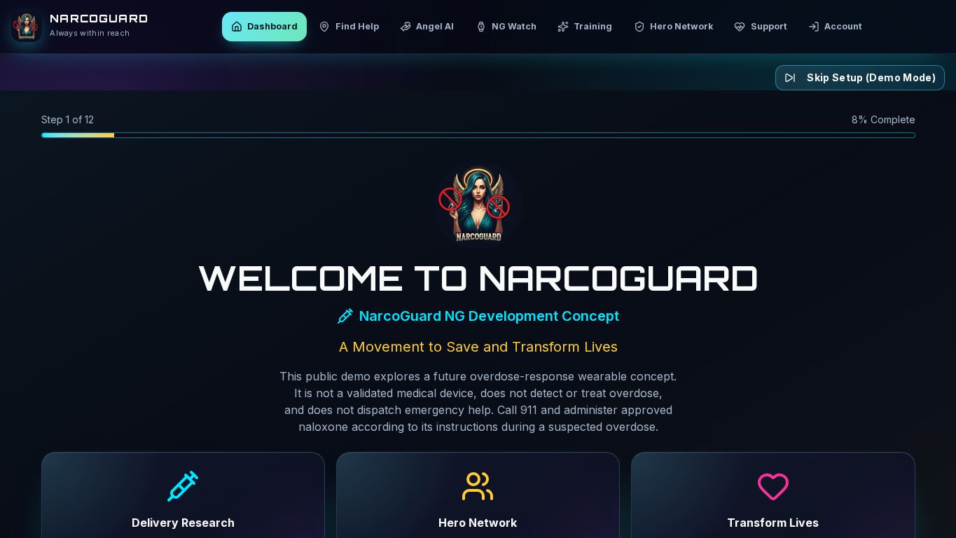 NarcoGuard - NG Overdose Prevention System desktop preview captured by PWAs.app
