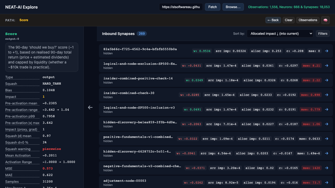 NEAT-AI Explore on desktop