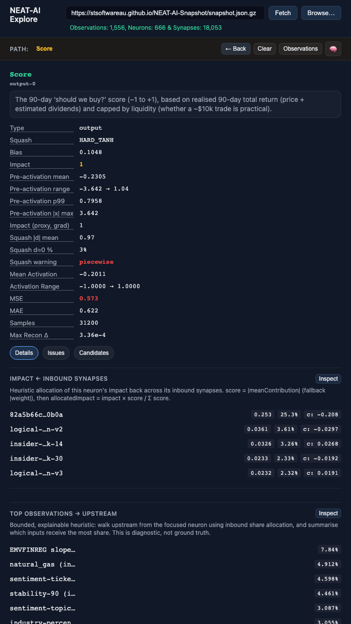 NEAT-AI Explore on mobile