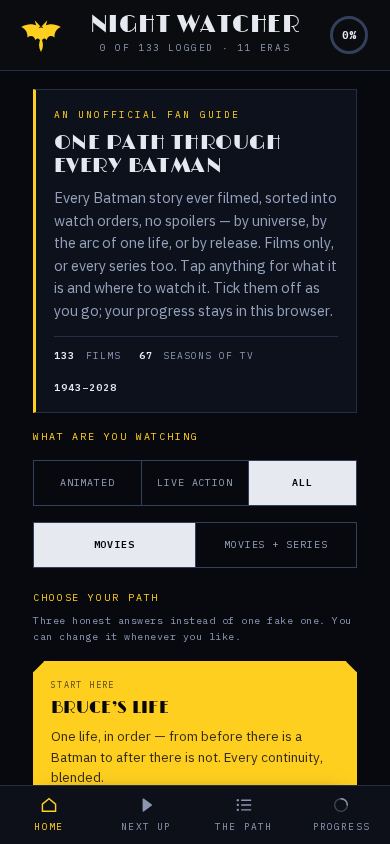 Night Watcher mobile preview captured by PWAs.app