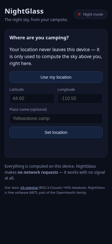 NightGlass mobile preview captured by PWAs.app