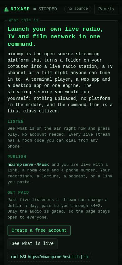 nixamp — it really whips the terminal's ass mobile preview captured by PWAs.app