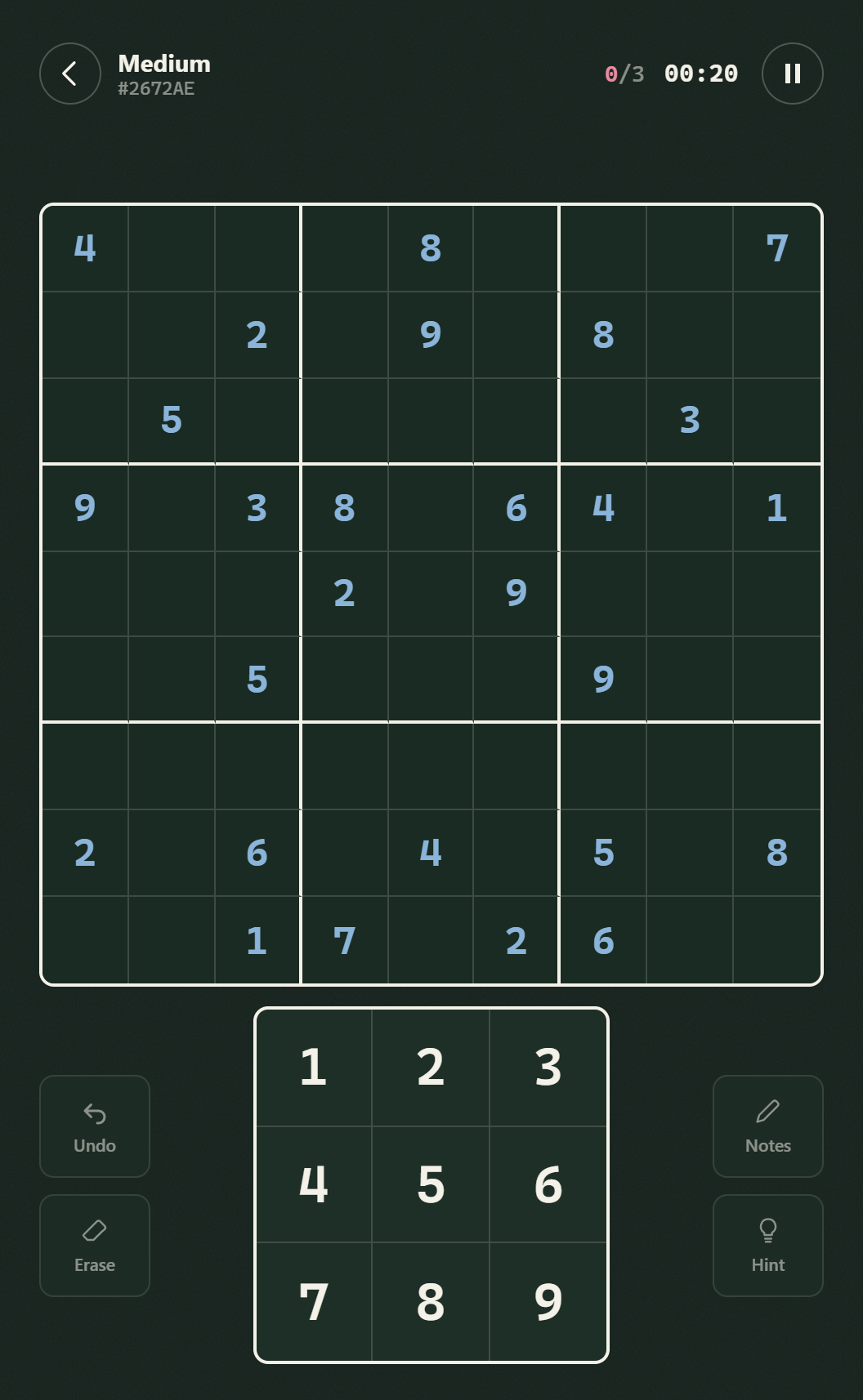 Playing a puzzle on the chalkboard theme