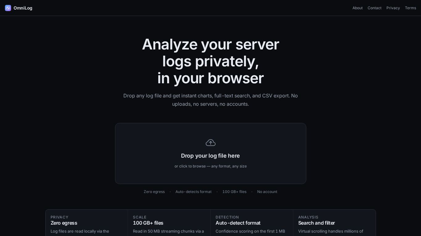 OmniLog Analytics Engine desktop preview captured by PWAs.app