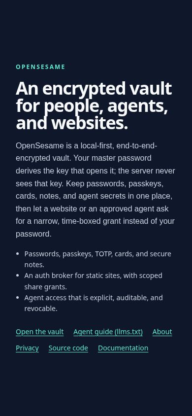 OpenSesame mobile preview captured by PWAs.app