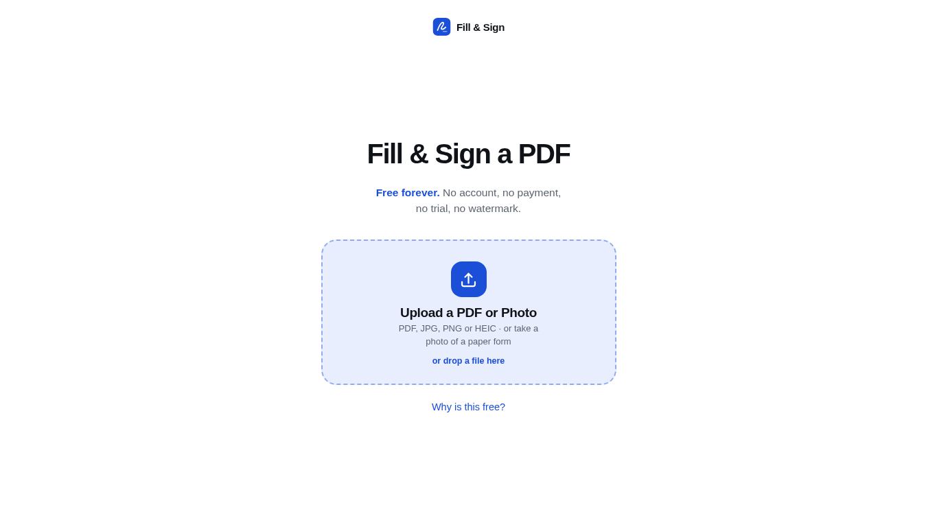 Fill & Sign — Free PDF Filler and Signer desktop preview captured by PWAs.app