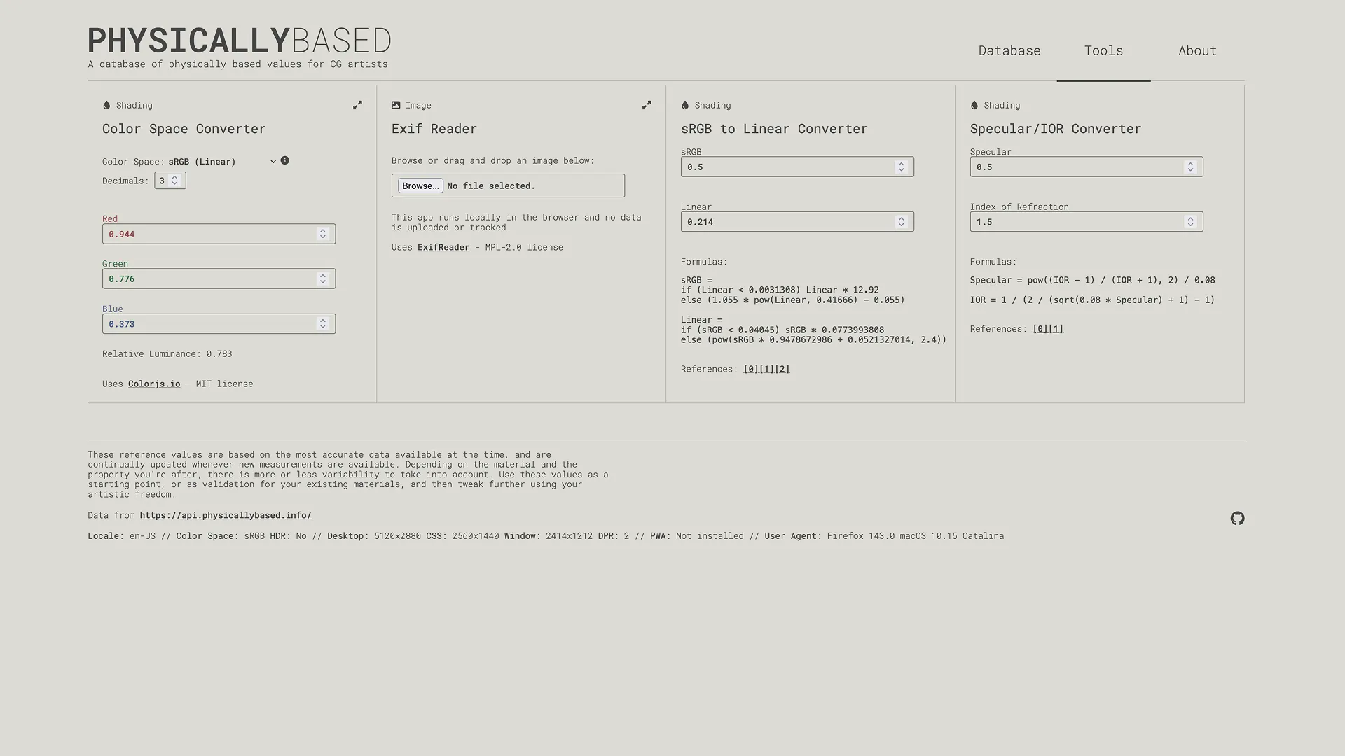 Desktop view showing the Tools page in light mode.