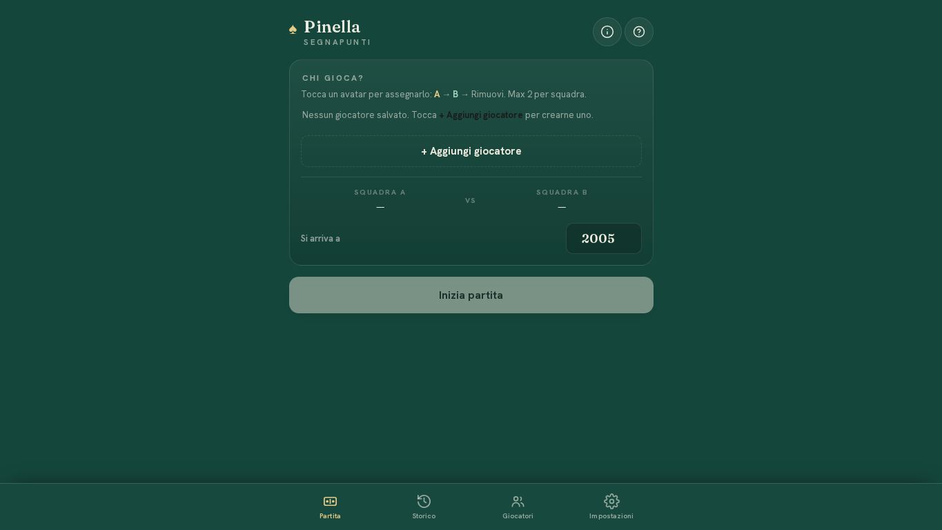 Pinella · Segnapunti desktop preview captured by PWAs.app