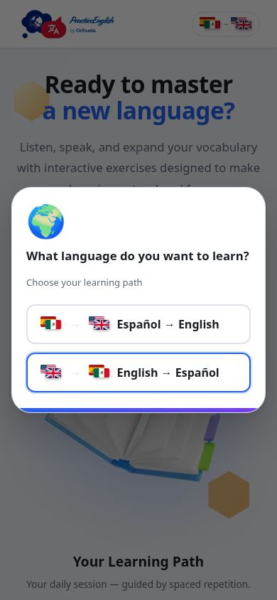 Practice English mobile preview captured by PWAs.app