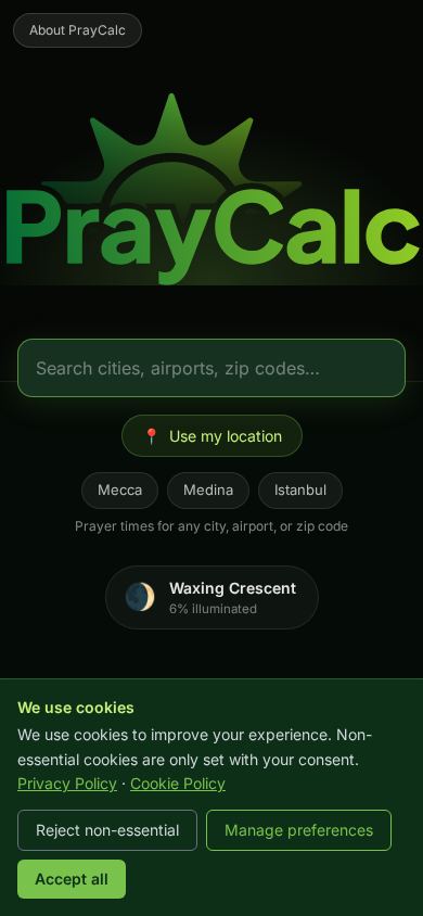 PrayCalc mobile preview captured by PWAs.app