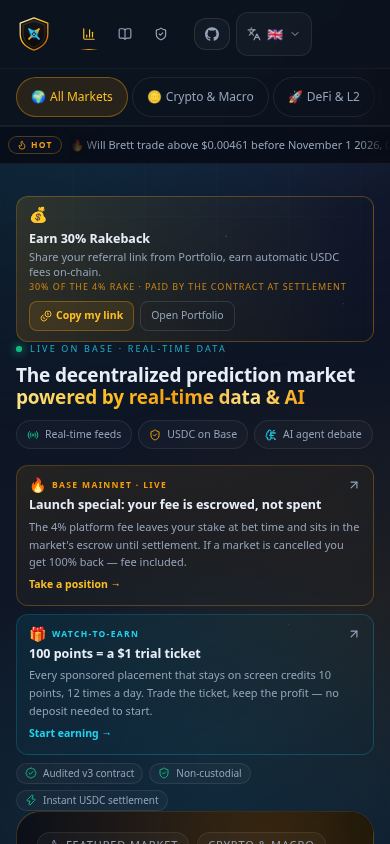 Prediction Arena mobile preview captured by PWAs.app