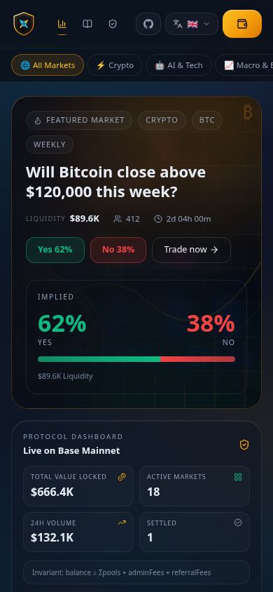 Prediction Arena mobile preview captured by PWAs.app