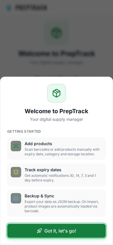 PrepTrack — Dein Vorrat. Immer im Blick. mobile preview captured by PWAs.app