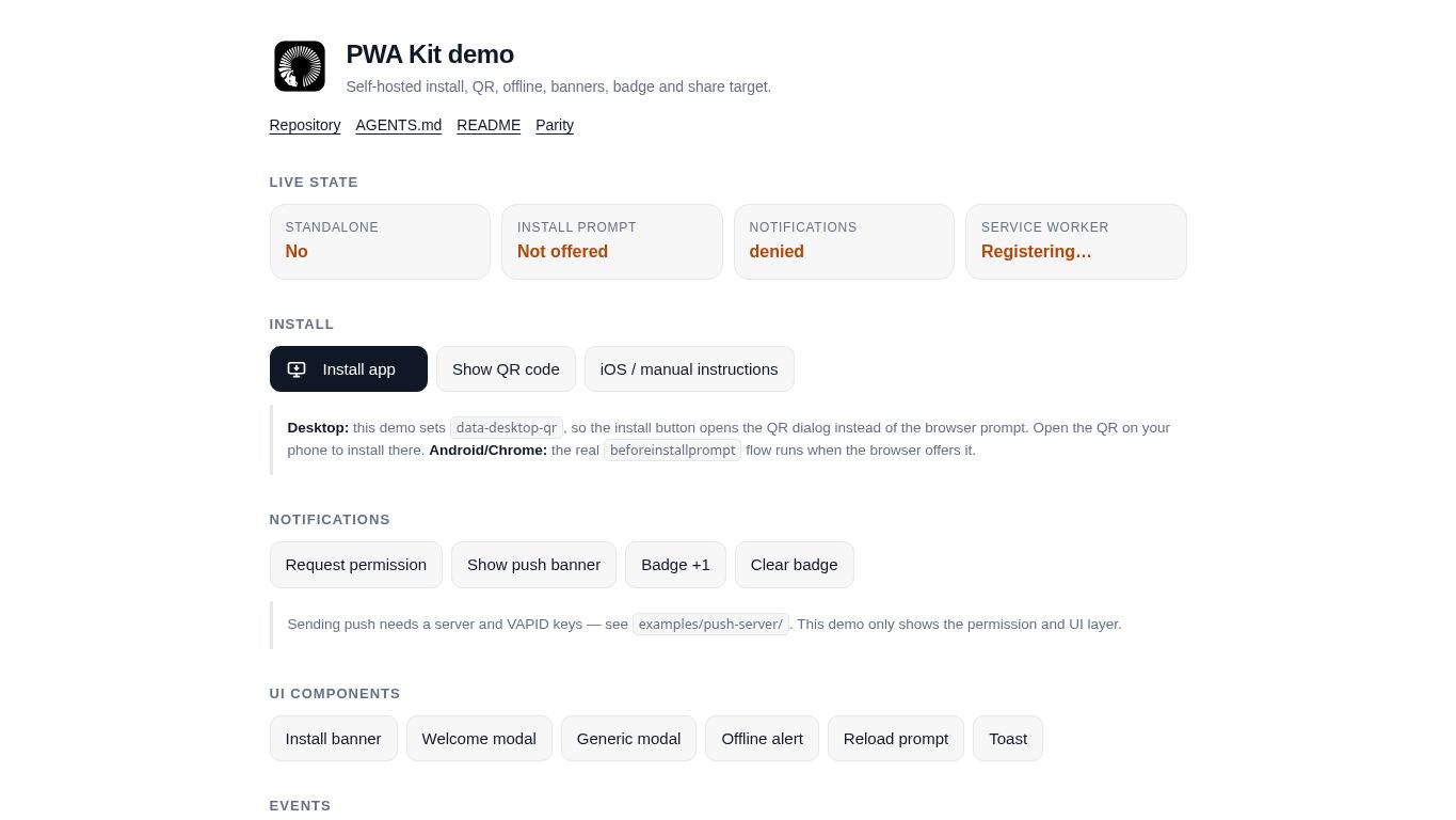 PWA Kit demo desktop preview captured by PWAs.app