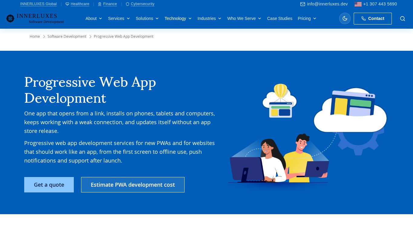 INNERLUXES — Custom Software Development Company desktop preview captured by PWAs.app