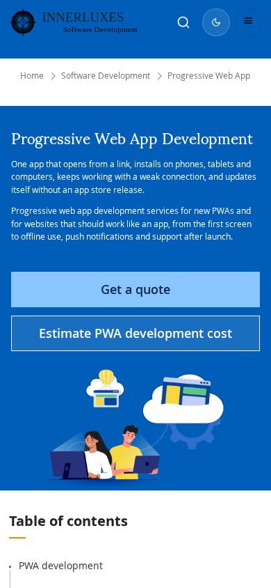 INNERLUXES — Custom Software Development Company mobile preview captured by PWAs.app