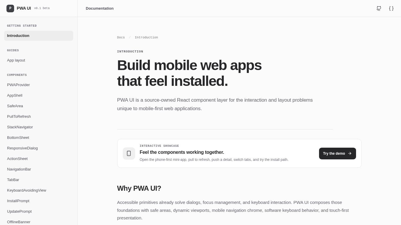 PWA UI desktop preview captured by PWAs.app