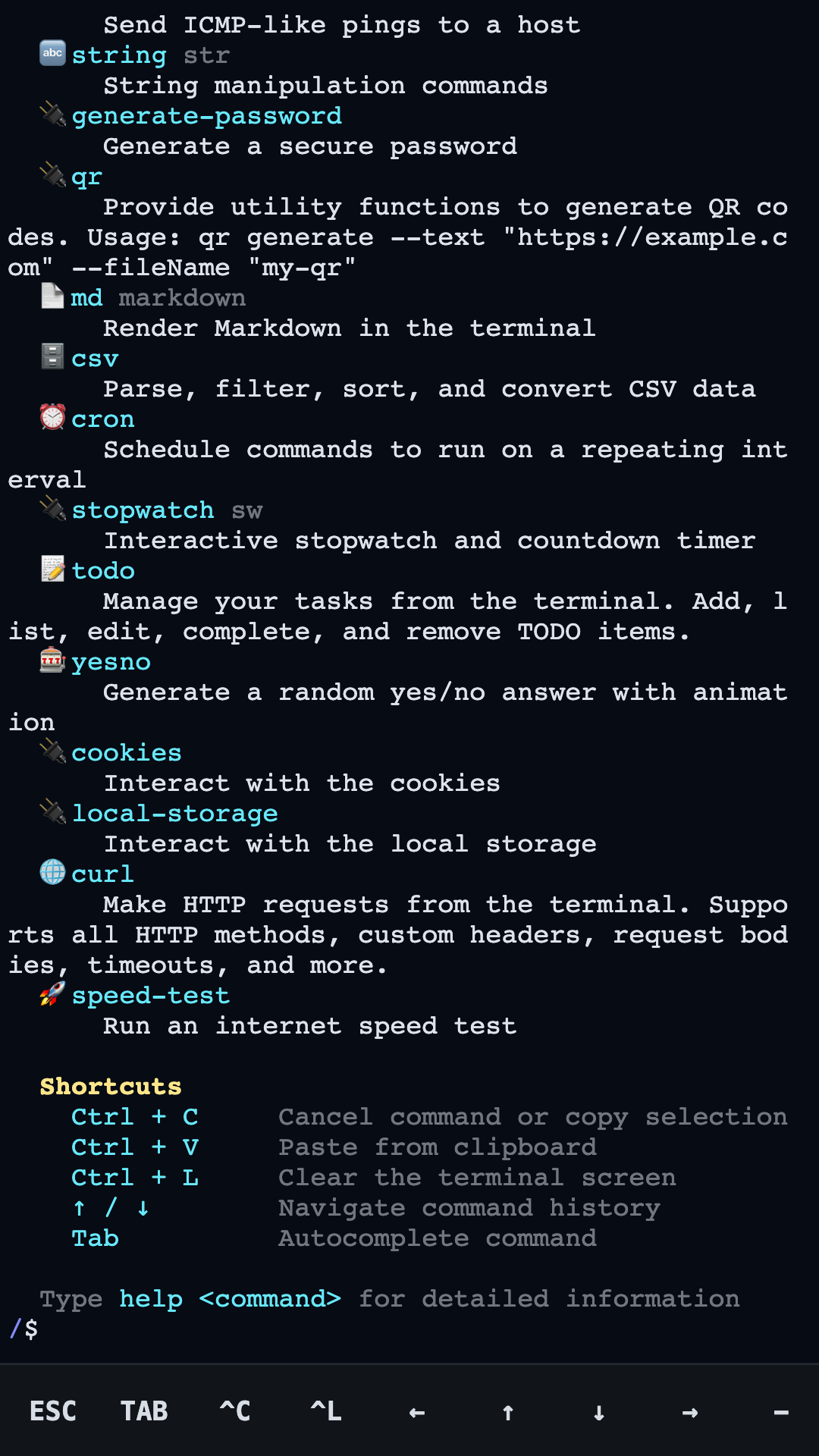 Commands and help