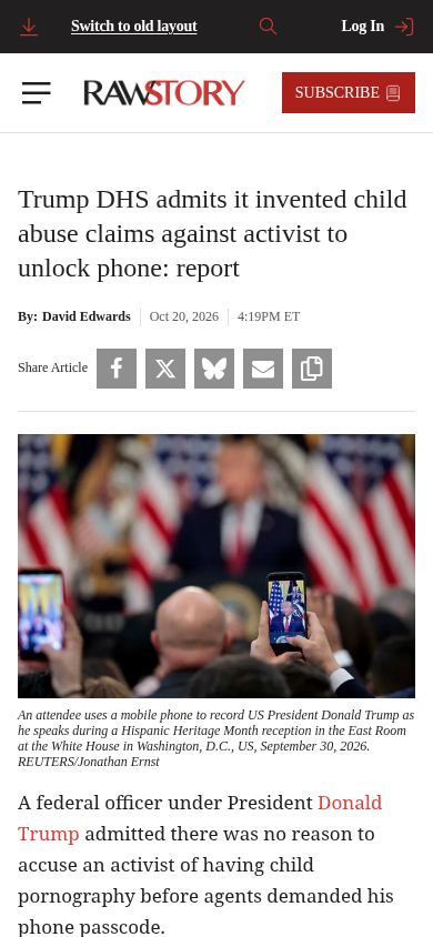 Rawstory mobile preview captured by PWAs.app