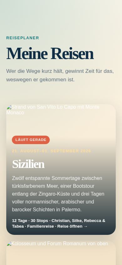 Meine Reisen – Reiseplan mobile preview captured by PWAs.app
