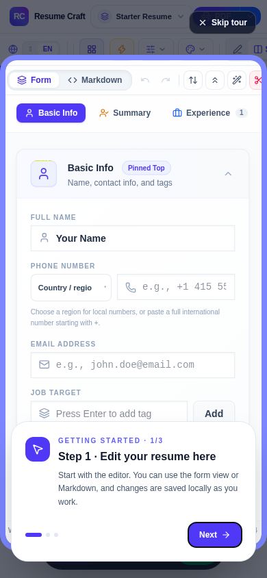 ResuCraft - Markdown Resume Builder Pro mobile preview captured by PWAs.app