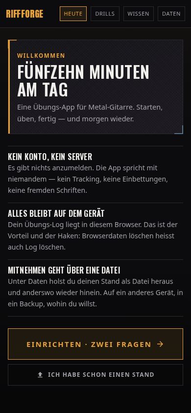 Riffforge mobile preview captured by PWAs.app