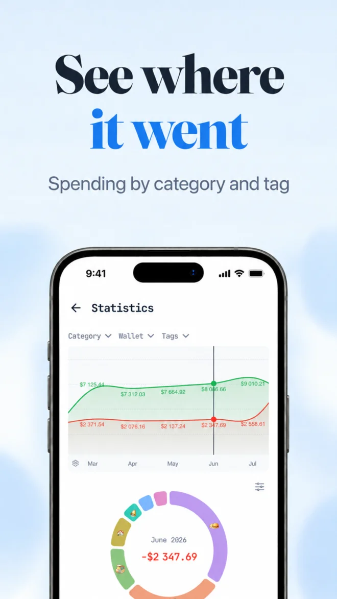 See spending by category and tag