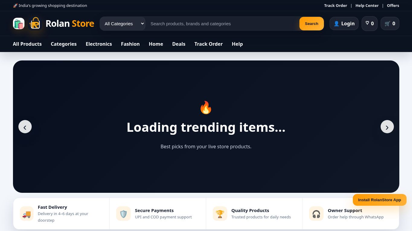 RolanStore - Premium Shopping desktop preview captured by PWAs.app