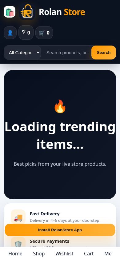 RolanStore - Premium Shopping mobile preview captured by PWAs.app