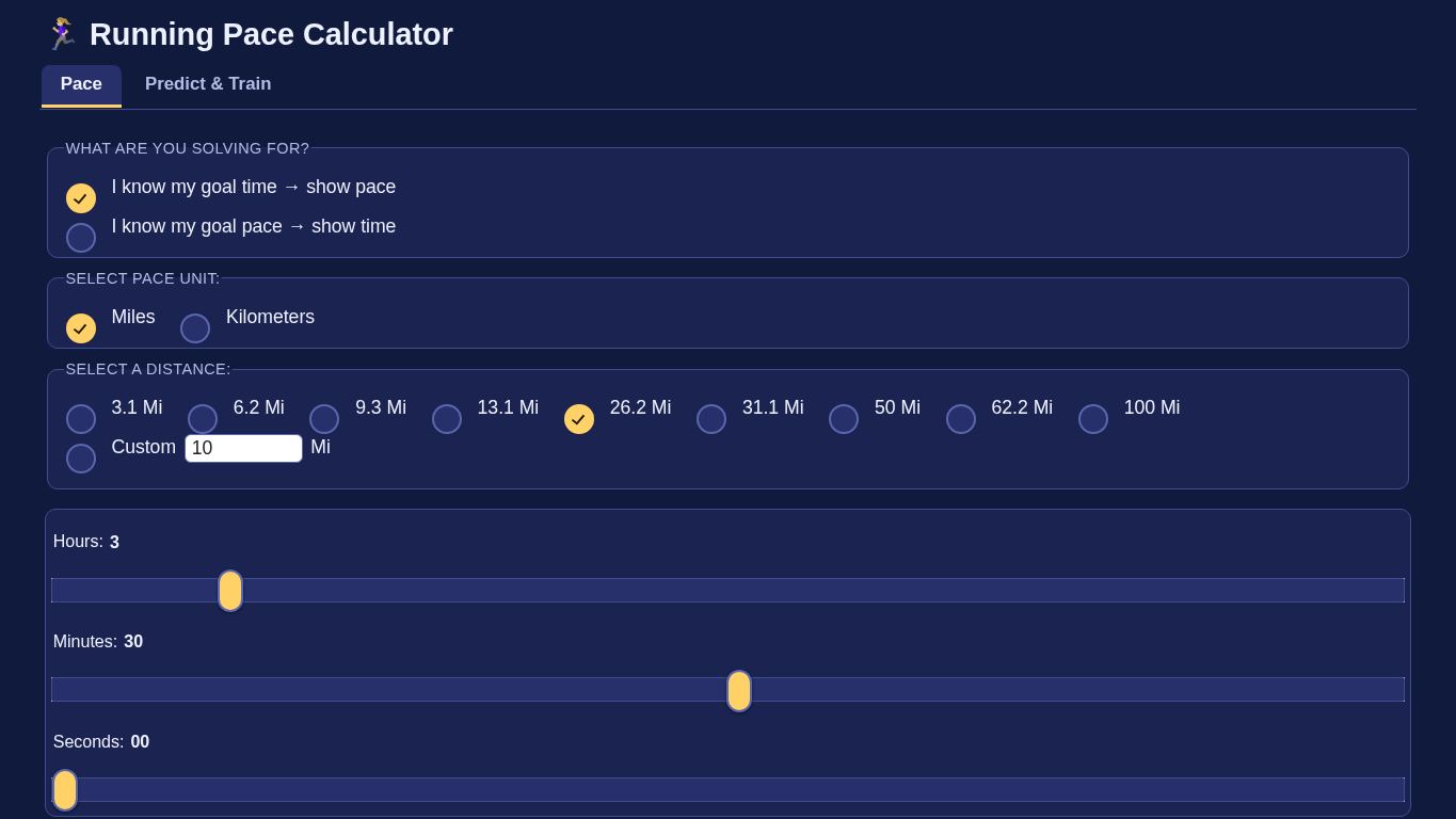 Running Pace Calculator desktop preview captured by PWAs.app