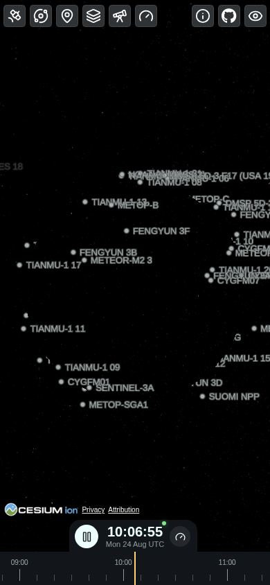 Satellite Orbit Visualization mobile preview captured by PWAs.app
