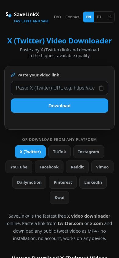 SaveLinkX - Video Downloader mobile preview captured by PWAs.app