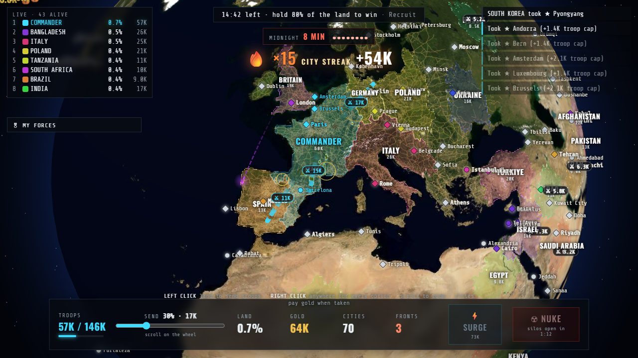Capturing Europe city by city